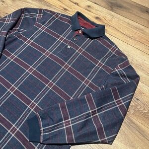 Vintage Lawton Harbor Blue Red Plaid Polo Shirt Mens‎ Size M